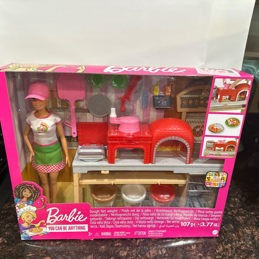 Mattel Barbie Pizza Chef Playset Blonde Doll Career Kitchen Accessories FHR09